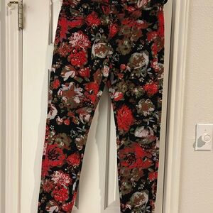 BDG Red Floral Mid Rise Pants